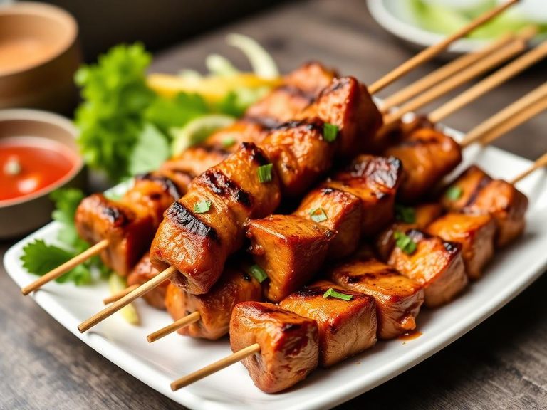Grilled pork skewers (satay)