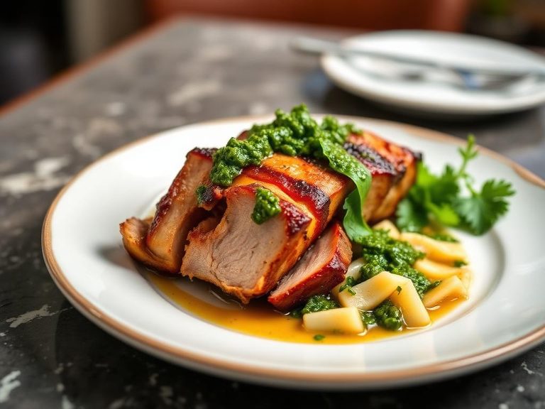 Grilled pork with chimichurri