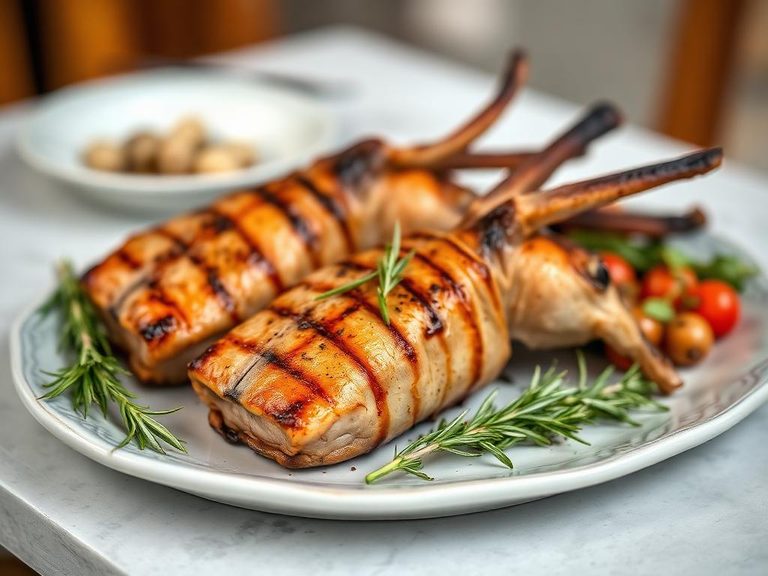 Grilled rabbit with rosemary and garlic
