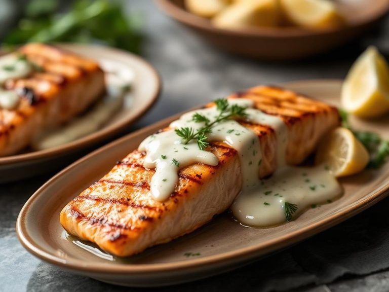 Grilled Salmon with Lemon-Dill Sauce