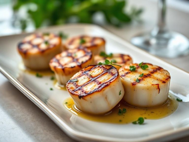 Grilled scallops with herb butter