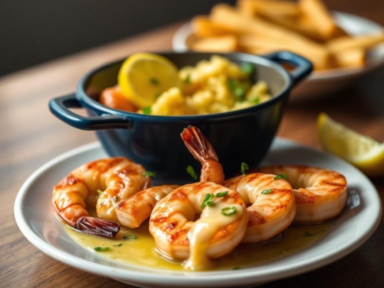 Grilled shrimp with lemon butter sauce