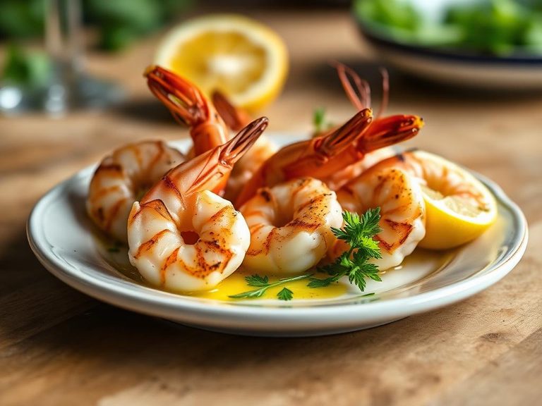 Grilled shrimp with lemon butter