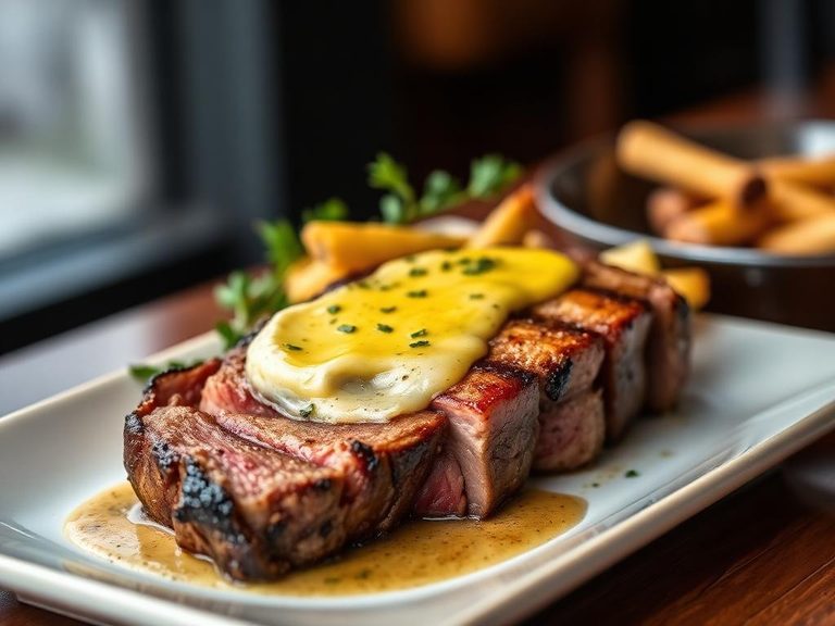Grilled sirloin with garlic butter