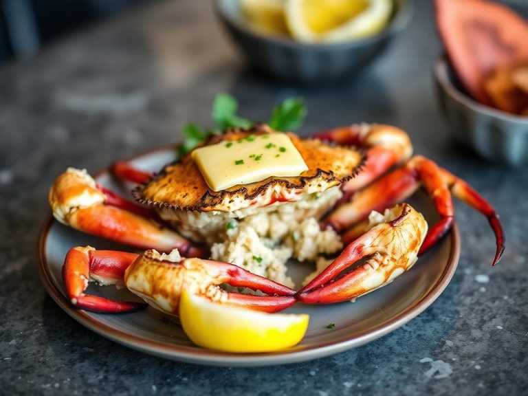 Grilled soft-shell crab with lemon butter