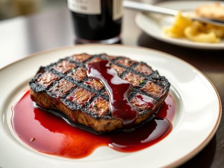 Grilled Steak with Merlot Reduction