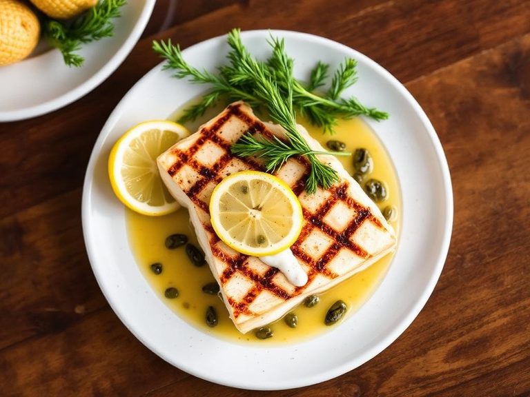Grilled Striped Bass with Lemon-Caper Sauce