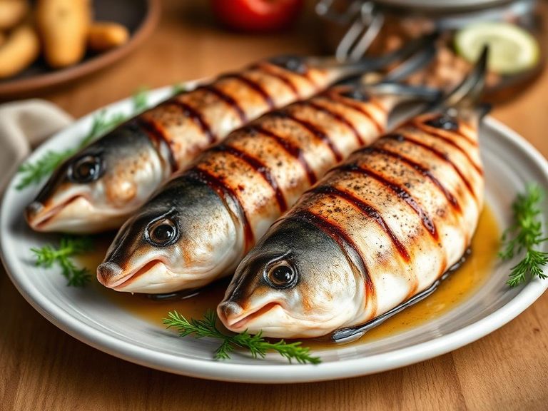 Grilled sturgeon steaks