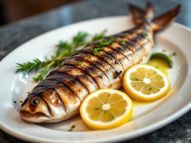 Grilled Sturgeon with Lemon and Herbs