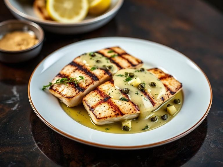 Grilled Swordfish Steaks with Lemon-Caper Sauce