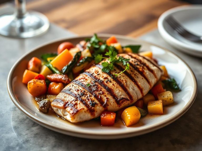 Grilled Tilapia with a Vegetable Medley