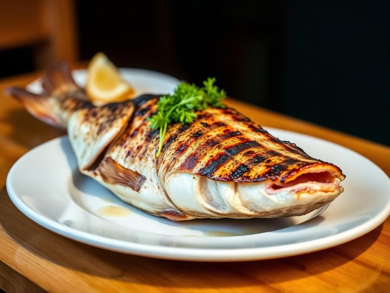 Grilled whole sunfish