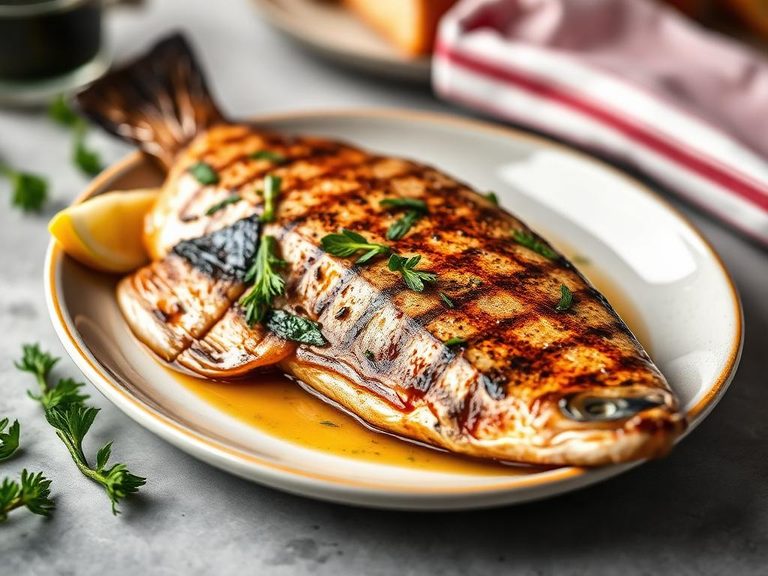 Grilled whole trout with herbs