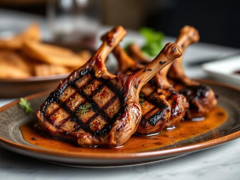 Grilled wild boar chops