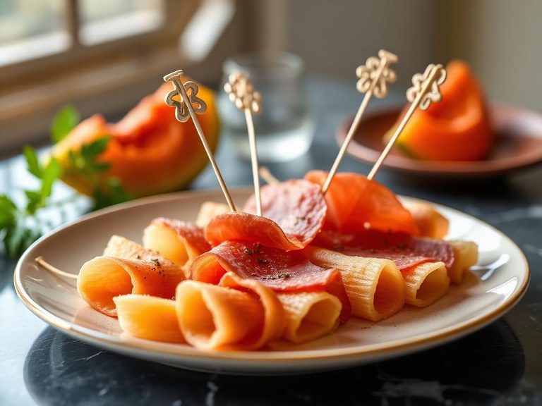 Grissini with prosciutto and melon