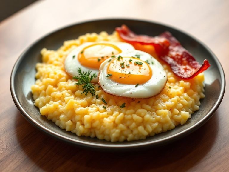Grits with Fried Eggs and Bacon
