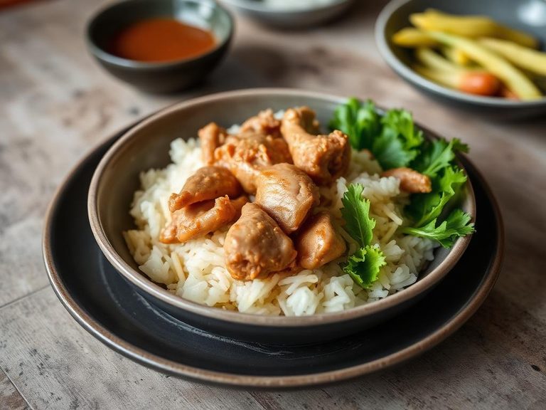 Hainanese Chicken Rice (often uses thigh)