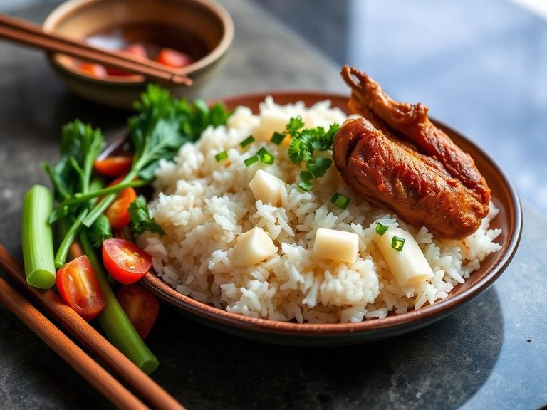 Hainanese Chicken Rice (uses roasted chicken)