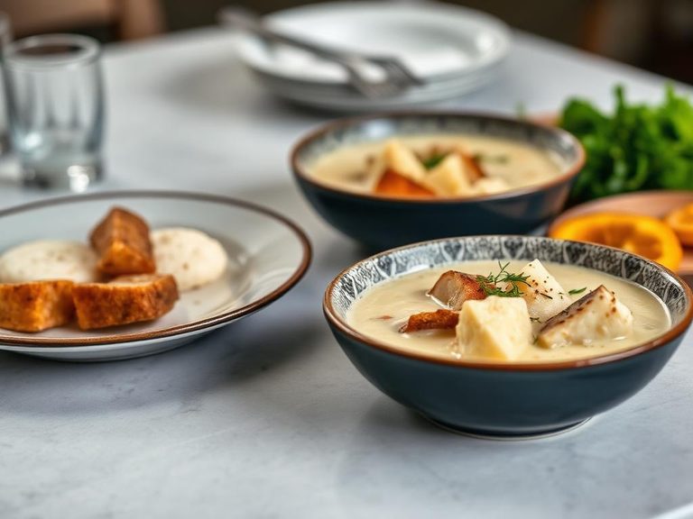 Halibut chowder or fish stew