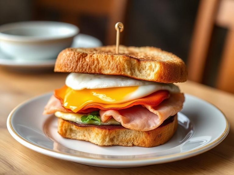 Ham and Egg Breakfast Sandwich