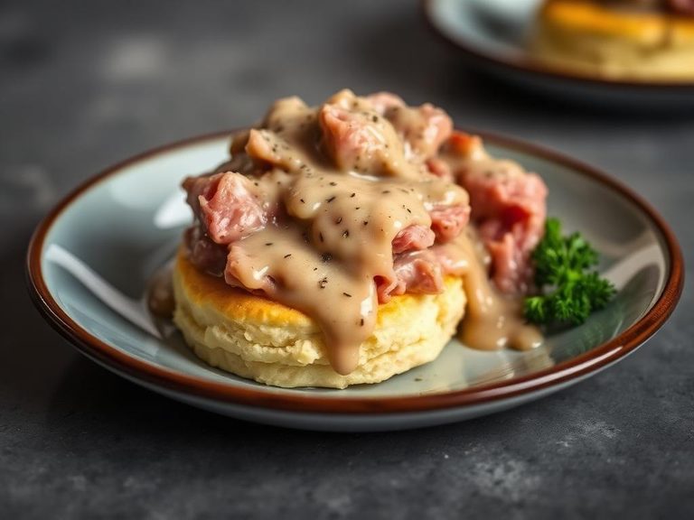 Ham and Gravy over Biscuits