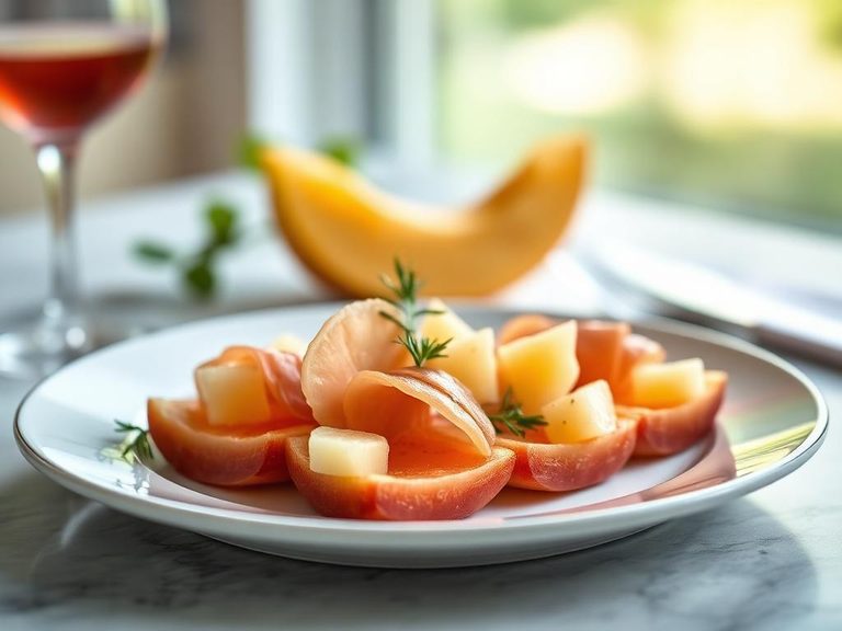 Ham and melon appetizer