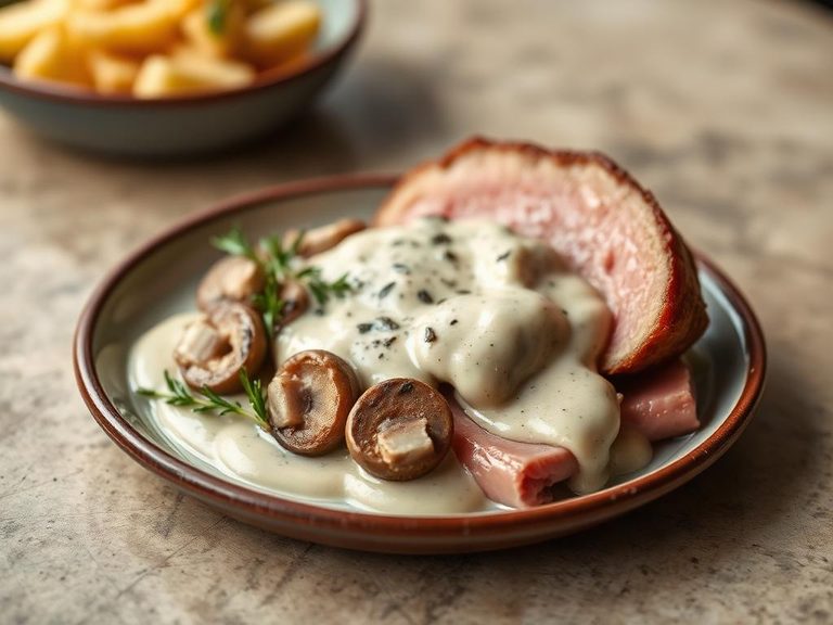 Ham and Mushroom Cream Sauce