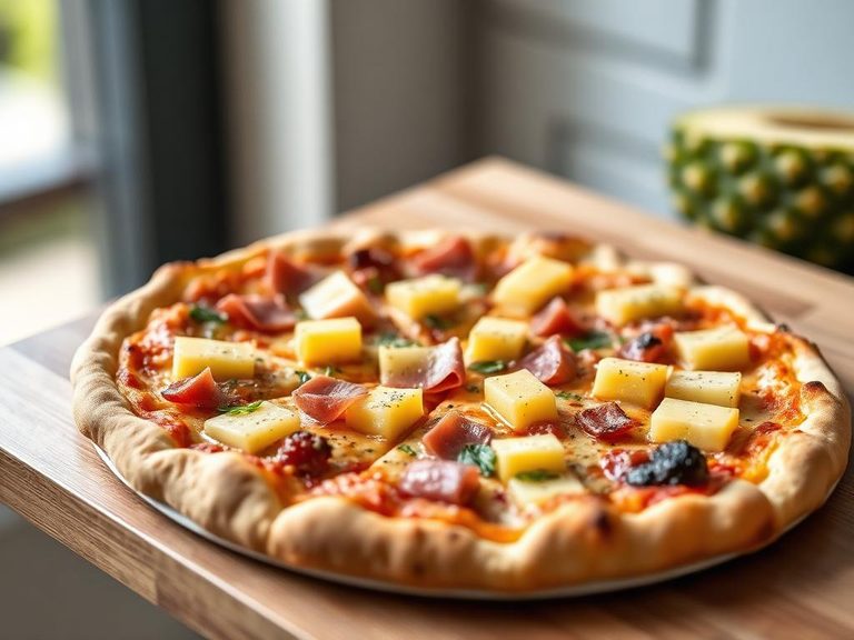 Ham and pineapple pizza