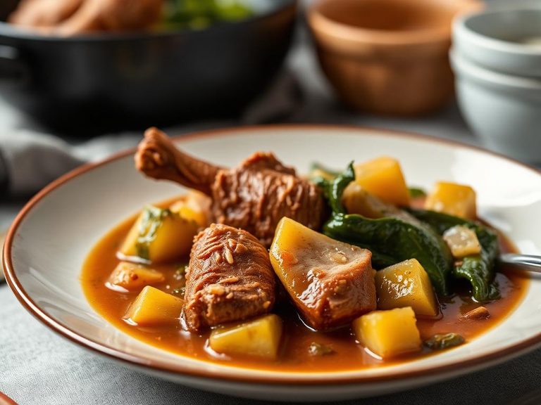 Ham hock and turnip green stew