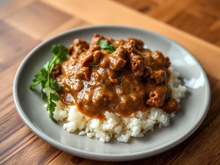 Hamburger Gravy over Rice