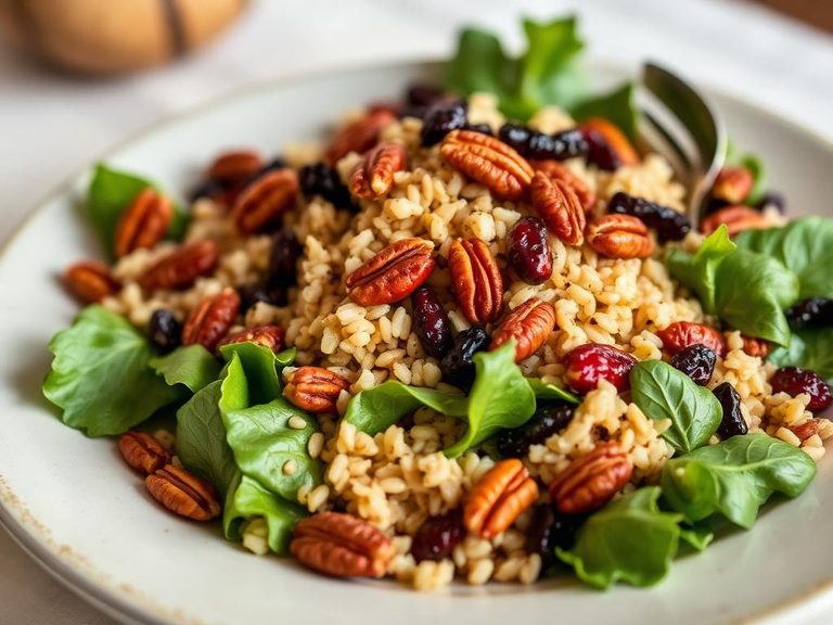 Harvest Salad with Wild Rice, Dried Cranberries, and Pecans
