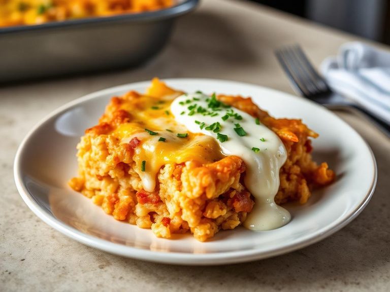 Hash brown casserole with cheese and cream