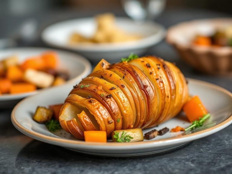Hasselback Potato with Roasted Veggies