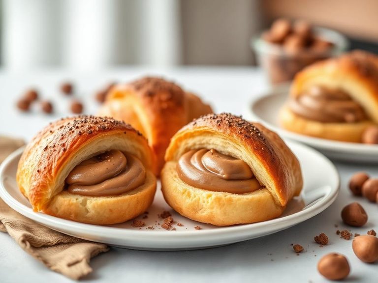 Hazelnut spread-filled croissants