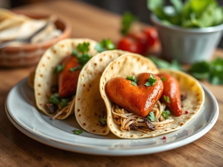 Heart tacos (popular in Mexican and Tex-Mex cooking)