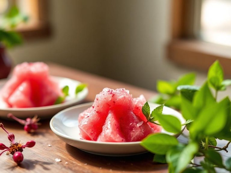 Hibiscus-infused sorbet or granita