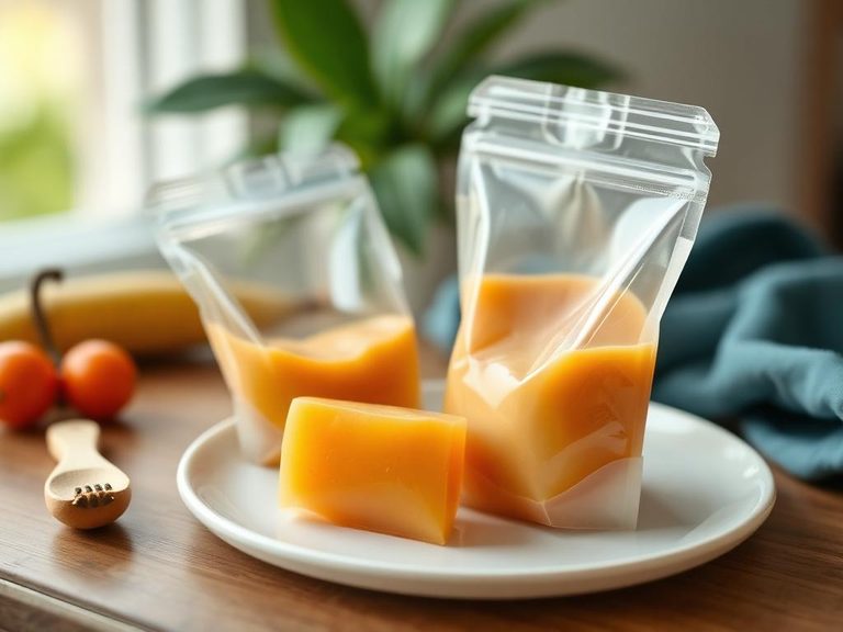Homemade baby food pouch filling
