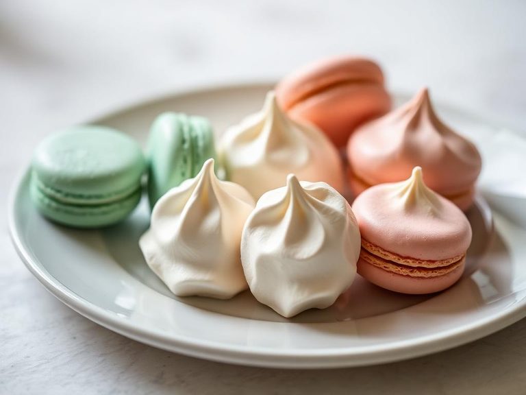 Homemade meringues and macarons