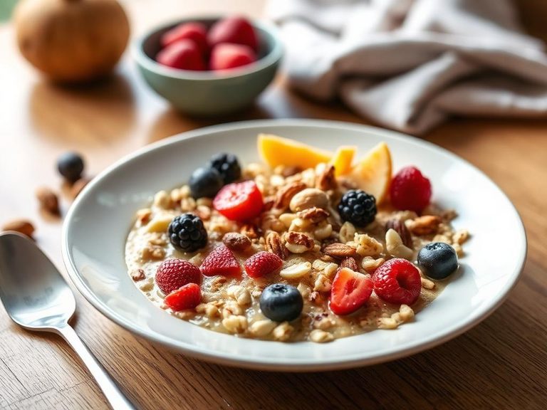 Hot cereal with fruit and nuts
