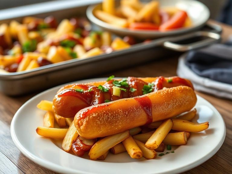 Hot dog and potato sheet pan dinner