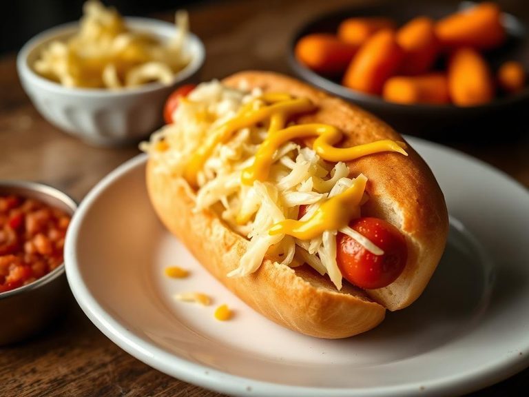Hot Dog with Sauerkraut and Mustard