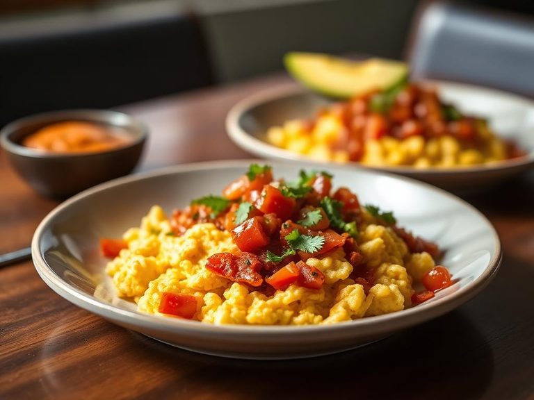 Huevos a la Mexicana (scrambled eggs with tomato, onion, and chili)