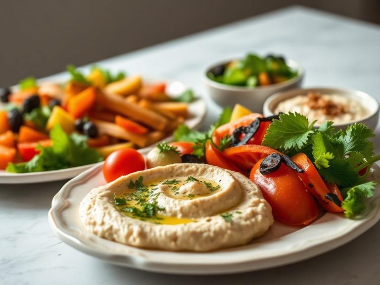 Hummus and vegetable platters