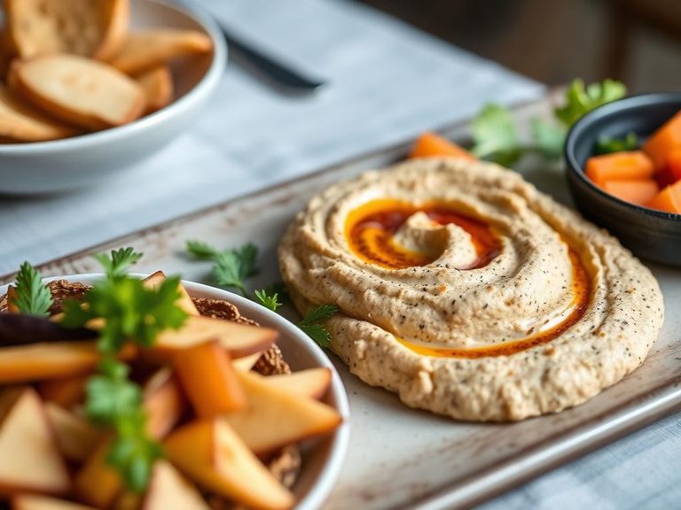 Hummus in a mezze platter
