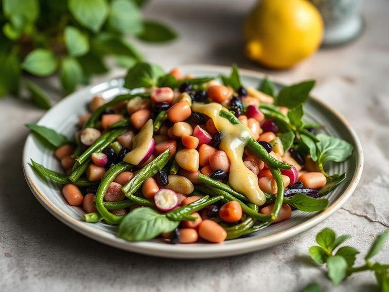 Hyacinth bean salad with lemon dressing