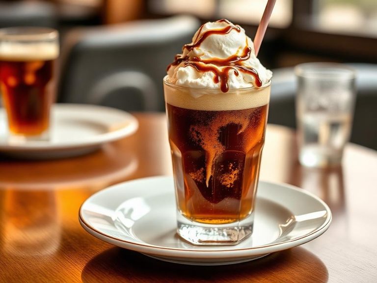Ice cream float with root beer or cola