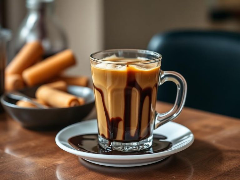 Iced Coffee with Chocolate Syrup