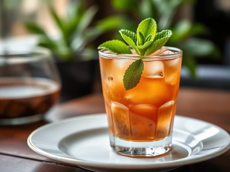 Iced tea with mint