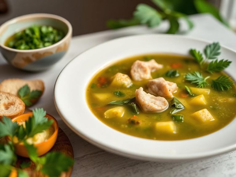 In soups and stews as a thickening green