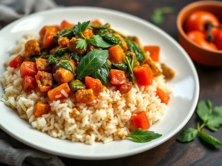 Indian Tomato Rice with Spinach